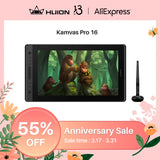 Huion Graphic Monitor Kamvas Pro 16 Drawing Tablet Screen 15.6 Inch Digital Tablets Draw Display with Battery-free Stylus Pen