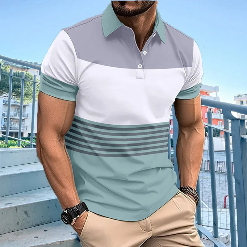 Summer New Men's Polo Shirt with High Quality Polo Collar Short Sleeve Casual Fake Pocket Business Fashion European Size Polo Sh