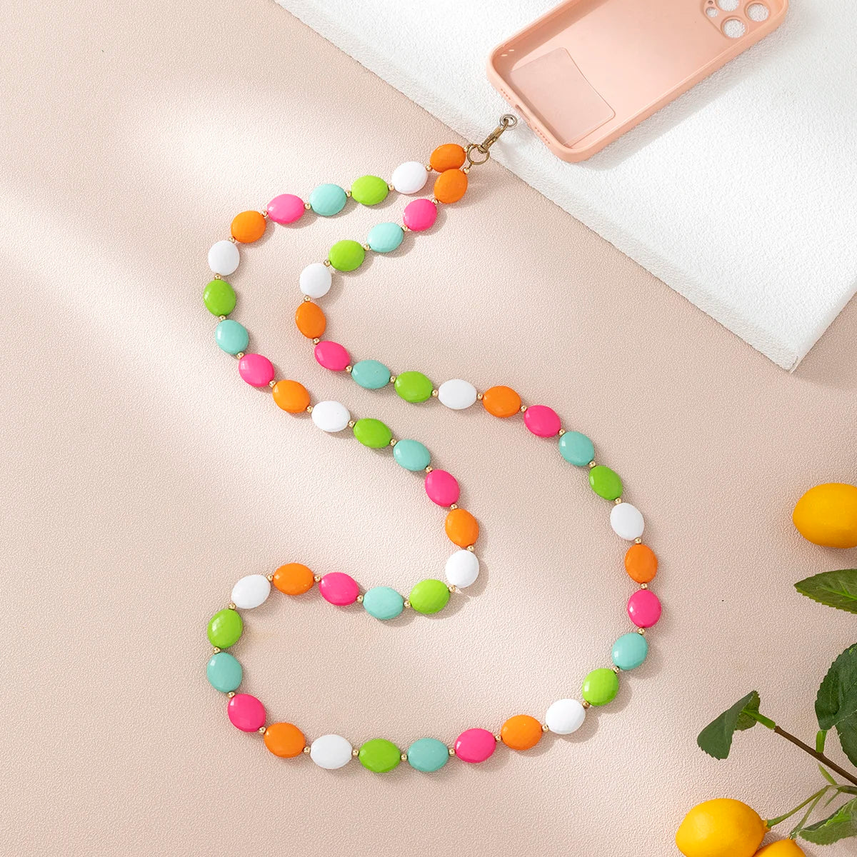 Fashion 120cm Telephone Strap Long Style Acrylic Slant Hanging Crossbody Phone Chain Women Anti-Loss Cellphone Jewelry Accessory