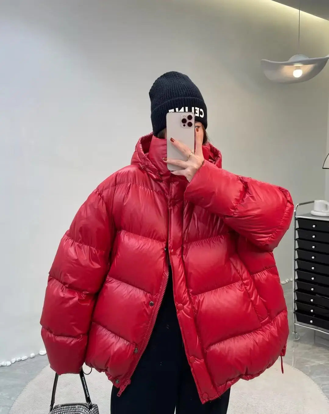 90% Duck Down Jacket Women Fall Winter 2023 New Long Sleeve Thicken Warm Loose Puff Jackets Chic with Hood Feather Coats