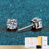 D VVS1 Moissanite Stud Earrings For Women 925 Sterling Silver Platinum Finish 2 GRA Certificates Moissanita Pass Diamond Tester