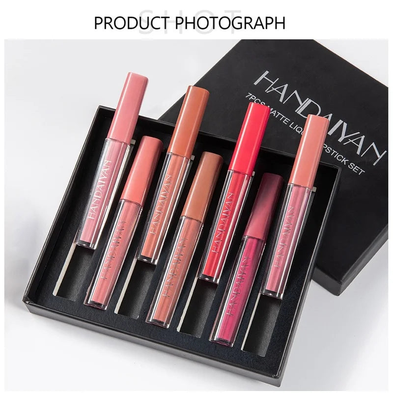 7-Color Matte Velvet Lip Gloss Glaze Waterproof Lasting Nonstick Cup Not Easy To Fade Nude Liquid Lipstick Woman Makeup Cosmetic