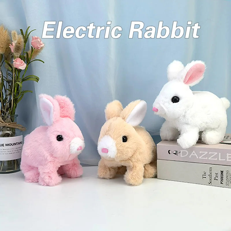 Electronic Plush Rabbit Toy Robot Bunny Walking Jumping Running Animal Shake Ears Cute Electric Pet for Kids Birthday Gifts