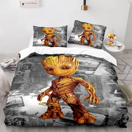 Guardians of The Galaxy Rocket Racoon 3d Bedding Set Treeman Groot Quilt Duvet Cover Set Twin Full Queen King Bedclothes