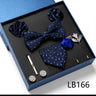 Fashion Men's Tie Gift Box Luxury Brand Necktie Bowtie Pocket Square Brooches Cufflinks Clips Suit For Party Wedding Man Gifts