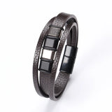 Trendy  Leather Bracelets Men Stainless Steel Multilayer Braided Rope Bracelets For Male Bracelets Jewelry Pulsera Hombre