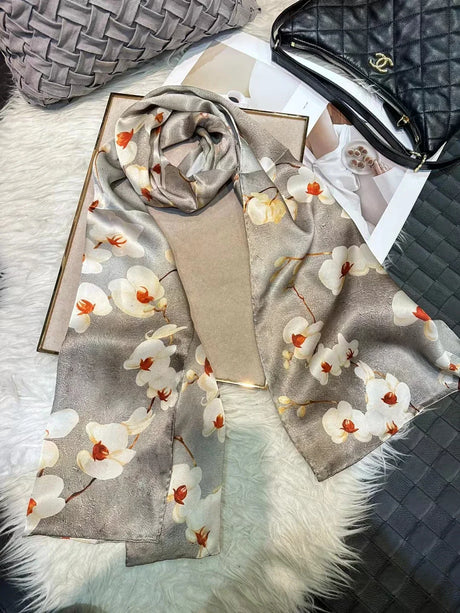 [BYSIFA] New Luxury Pure Silk Scarf Shawl Women Spring Autumn Long Scarves Ladies Brand 100% Silk Neck Scarf Foulard 175*52cm