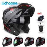 DOT Certification Uchoose Motorcycle Helmet Double Lens Cross Section Helmet Safety Modular Flip Helm Unisex Helmet With Visor