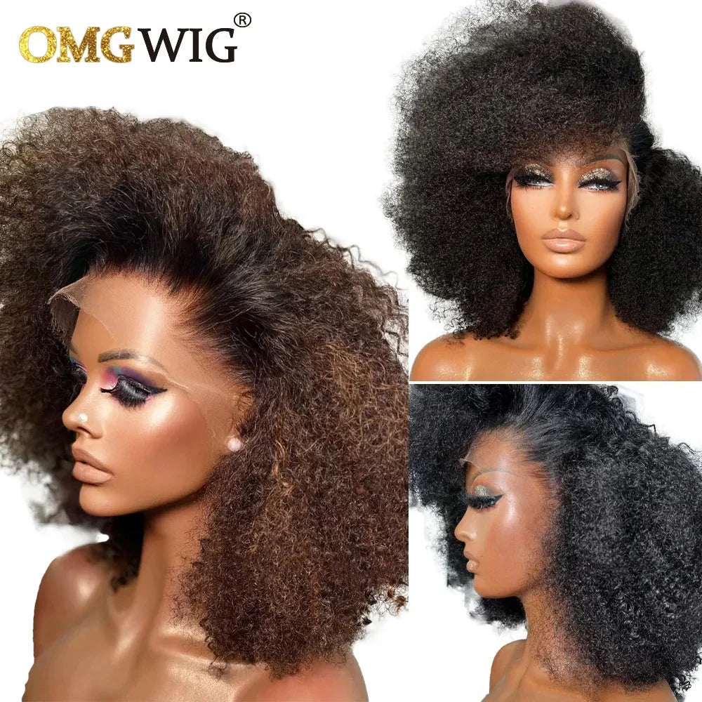 13x6 Honey Blonde Brazilian Afro Kinky Curly Wig For Black Women Short Bob Human Hair 13x4 Lace Frontal Wig Brazilian Remy Sale