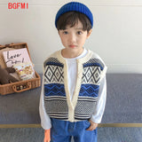 1-10Y Children Single-breasted Vests Sweaters Cotton Vest boy Sleeveless Sweaters Kids Boys O-Neck Pullover Knitting Vest Coat