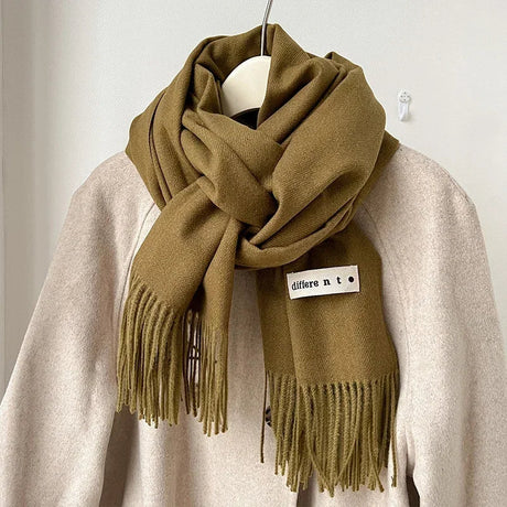 Luxury Brand Wool Scarf For Women Men Solid Color Plain Real Wool Scarves Female Winter Warm Neck Scarf Cashmere Shawl 2023