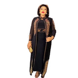 2023 African Wedding Party Dresses for Women Spring Autumn African Long Sleeve Red Black Blue White Long Dress Suit Muslim Abaya