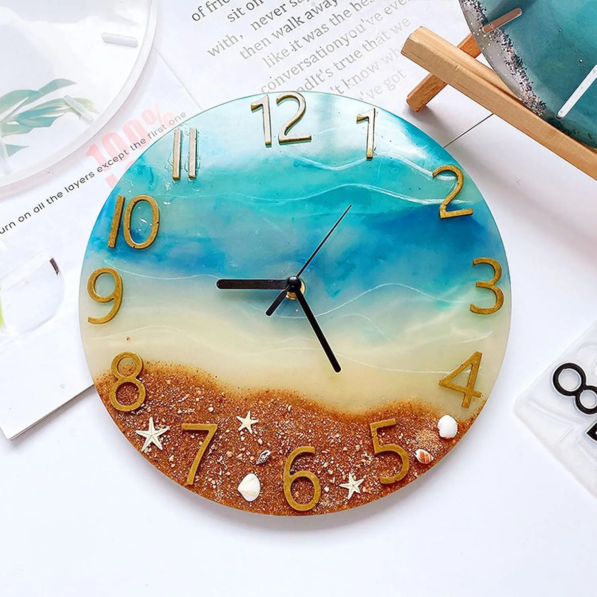 Clock Resin Molds Large, 14'' Roman Numerals Silicone Clock Molds with Movement, Clock Mold for Epoxy Resin Casting, Silicone Re