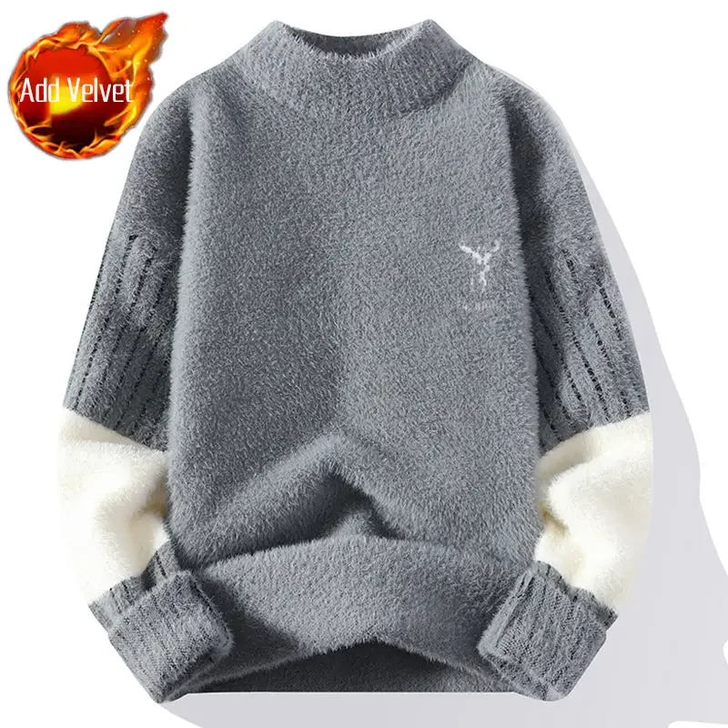 Men's Clothing No Hoodie Knit Sweater Male Pullovers Fleeced White Free Shipping Large Big Size Neck Korean 2023 Autumn X Plus A