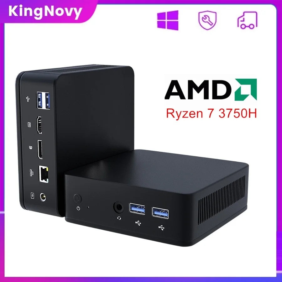 Kingnovy Cheap AMD Computer Ryzen 7 3750H 5 3550H Barebone Mini PC Windows 11 2xDDR4 NVMe Gaming desktop Dual 4K UHD HTPC