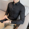 Plus Size 4XL-M High Elasticity Seamless Shirts Men Long Sleeve Top Quality Slim Casual Luxury Shirt Social Formal Dress Shirts