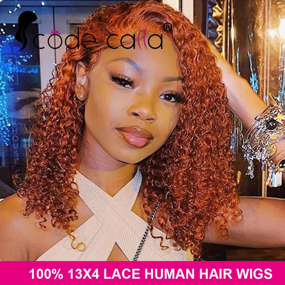 Ginger Lace Front Wig Human Hair HD Transparent 13x4 Lace Frontal Human Hair Wigs Colored Cosplay Orange Human Hair 180 Density