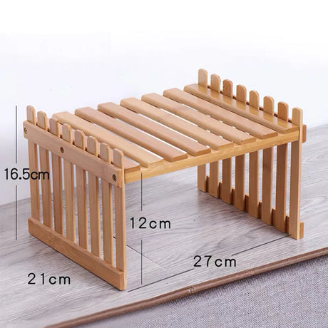 Natural Bamboo Indoor Plant Stand for Desk,Adjustable Desktop Plant Shelf Display For Office Decorate Storage Rack,Kitchen rack