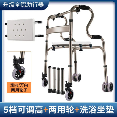 Four-Legged Aluminum Alloy Crutches for Elderly Anti-Skid Mobility Aids Durable Walking Stick for Fracture Support