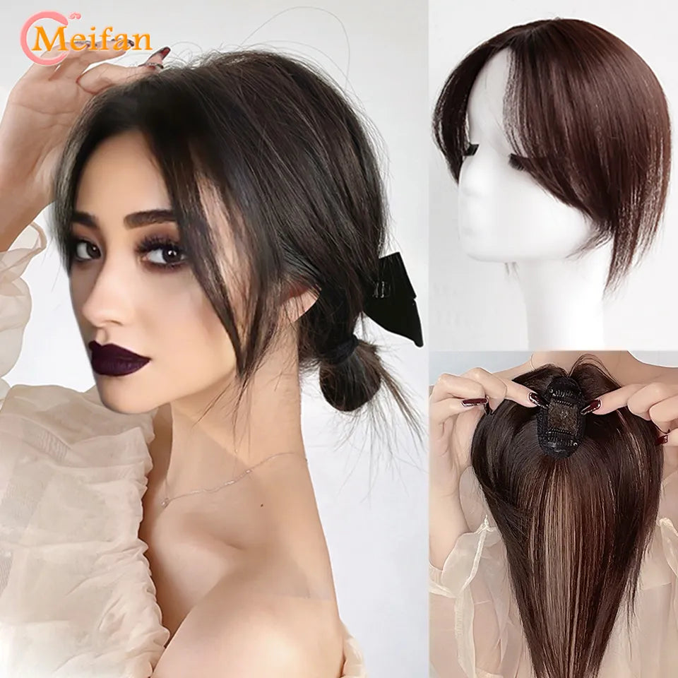 MEIFAN Synthetic False Bangs Clip-In Bangs Extension Natural Neat Fake Fringe Topper Hairpiece Invisible Clourse Hairpieces