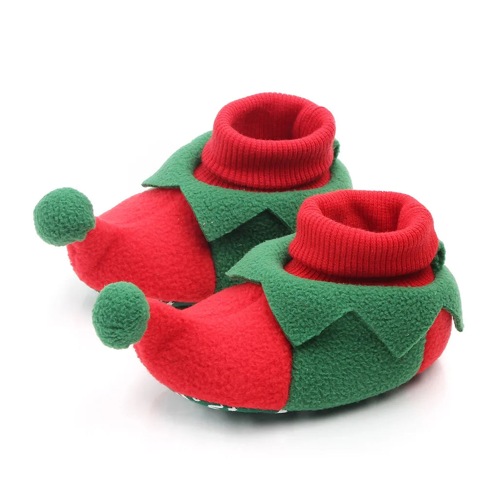 Baby Shoes for Winter Christmas Infant Shoes Cute Santa for Boys and Girls 11CM/12CM/13CM 0-12 Months Warm Lining Inside Soft