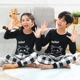 Autumn Cotton Sleepwear Sets for Children Baby Girls Lovely Heart Pajamas 2Pcs Long Sleeve Shirts+Pants Loungewear Kids Clothing