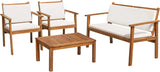 Patio Furniture Outdoor Acacia Wood  Conversation Sofa Set with Table & Cushions Porch Furniture for Porch/Balcony/Backyard