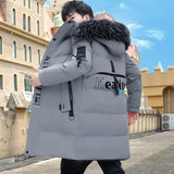 Fashion Winter Men's Mid-Length Cotton-Padded Jacket Outwear Fur Collar Thick Down Coat Youth Loose Long Warm Parkas Windbreaker