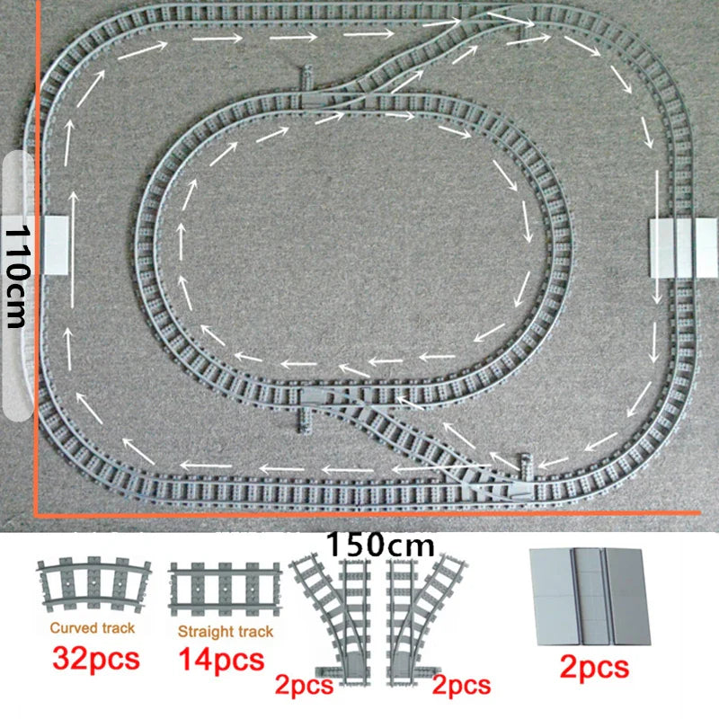 City Train Tracks Forked Flexible Railway Bridge Rail Viaduct Buliding Block Toy Straight Cruved Soft Track Bricks Leduo Gift