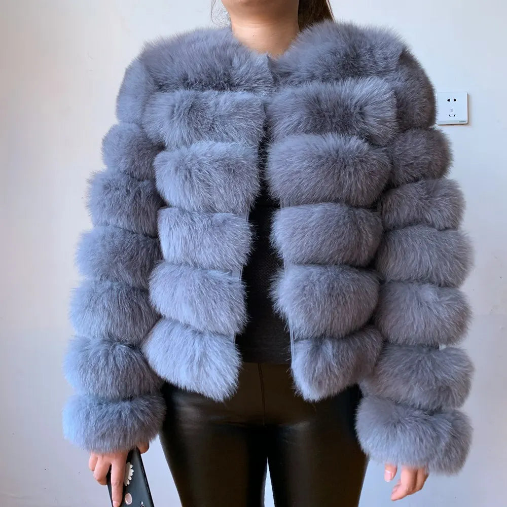 WEFURLENA 2023 New Real Fur Coat  Winter Jacket Women natural large wool fox fur coat Street warm long sleeve detachable vest