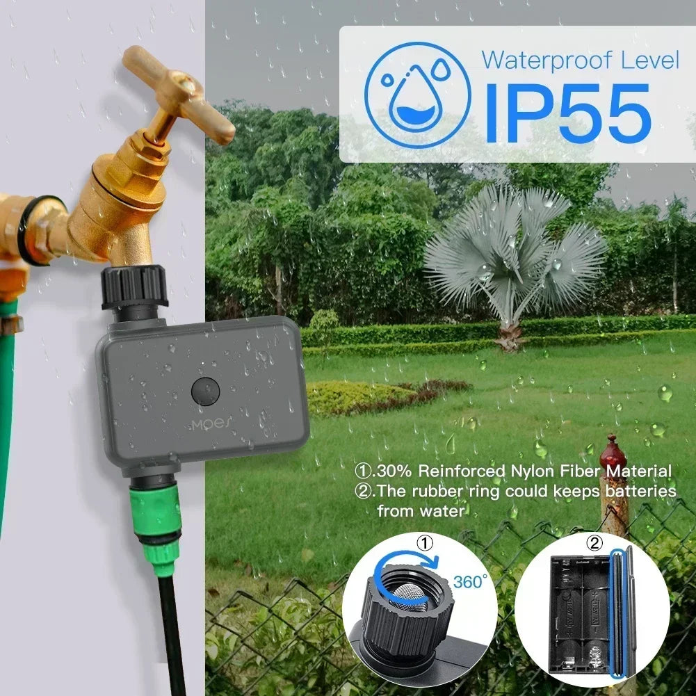 Moes Bluetooth Garden Watering Timers Smart Drip Irrigation Rain Delay Programmable Controller Tuya Automatic Valve Alexa Voice