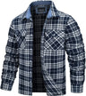 TACVASEN Oversize Lightweight Shirt Jacket Button Down Cotton Plaid Shirts Mens Long Sleeve Streetwear Flannel Shirts W/ Pockets