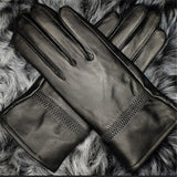 Children Autumn Sheepskin Plus Velvet Thick Gloves Boys Winter Solid Warm Glove Girls Genuine Leather Points Finger Mitten S-XL