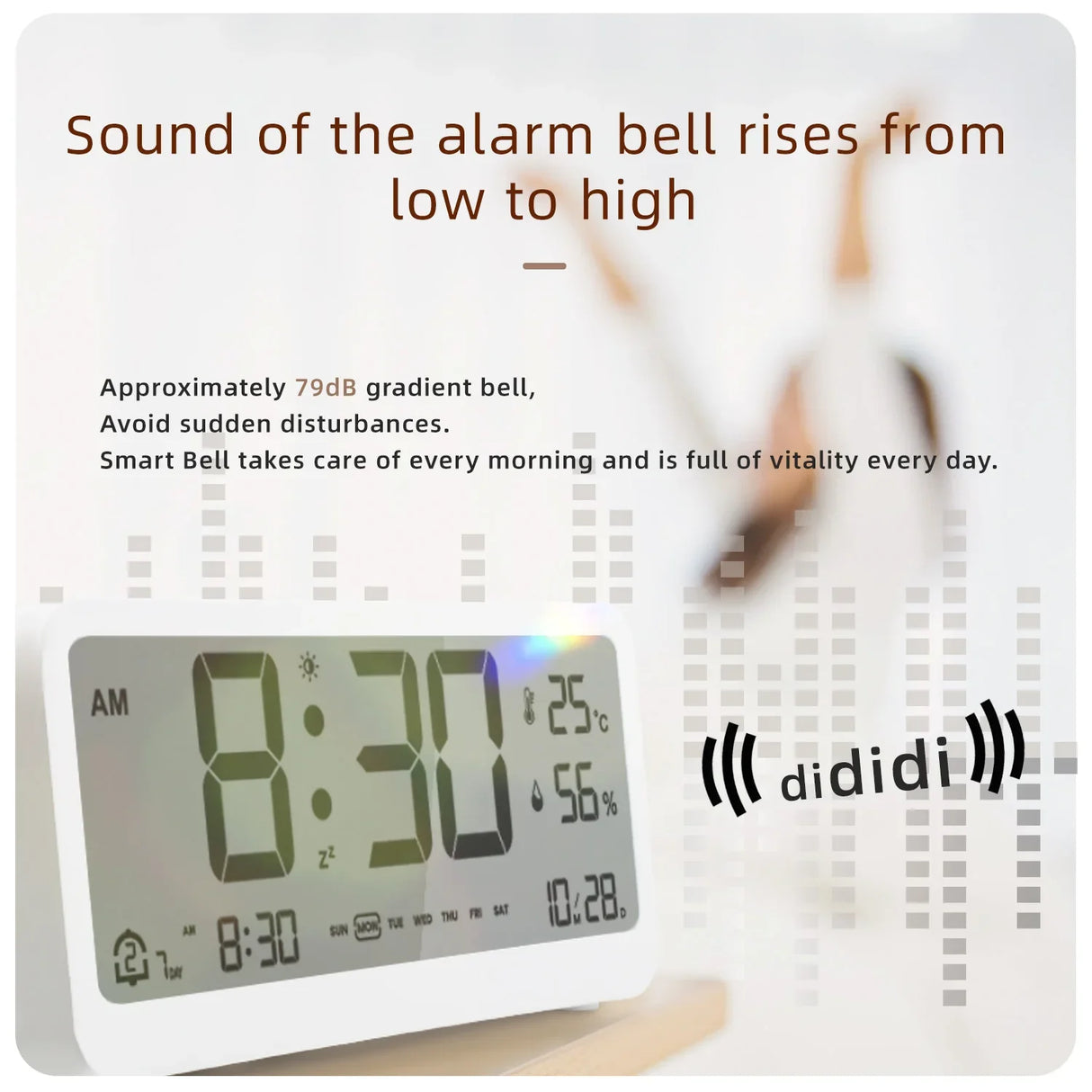 Digital Alarm Clock Table Electronics Wall Temperature Humidity Calendar Week Bedroom Child Desk Watch Night Light Decorations