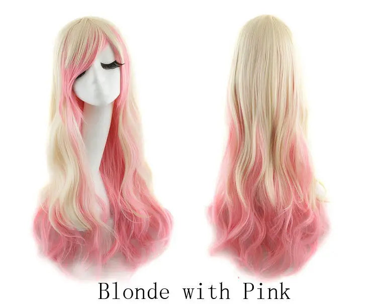 Lady 80cm Long Curly Wigs Fashion Cosplay Costume Hair Anime Full Wavy Party Wig