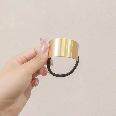 Fashion Metal Circle Ponytail Holder Hair Ropes Gothic Punk Gold Color Elastic Hair Ties Hair Accessories For Women Girls