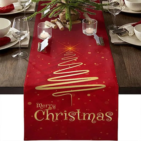 Linen Christmas Table Runner Snowman Xmas Tree Home Dining Table Cover Tablecloth 2023 Navidad Noel Christmas Decorations 2024