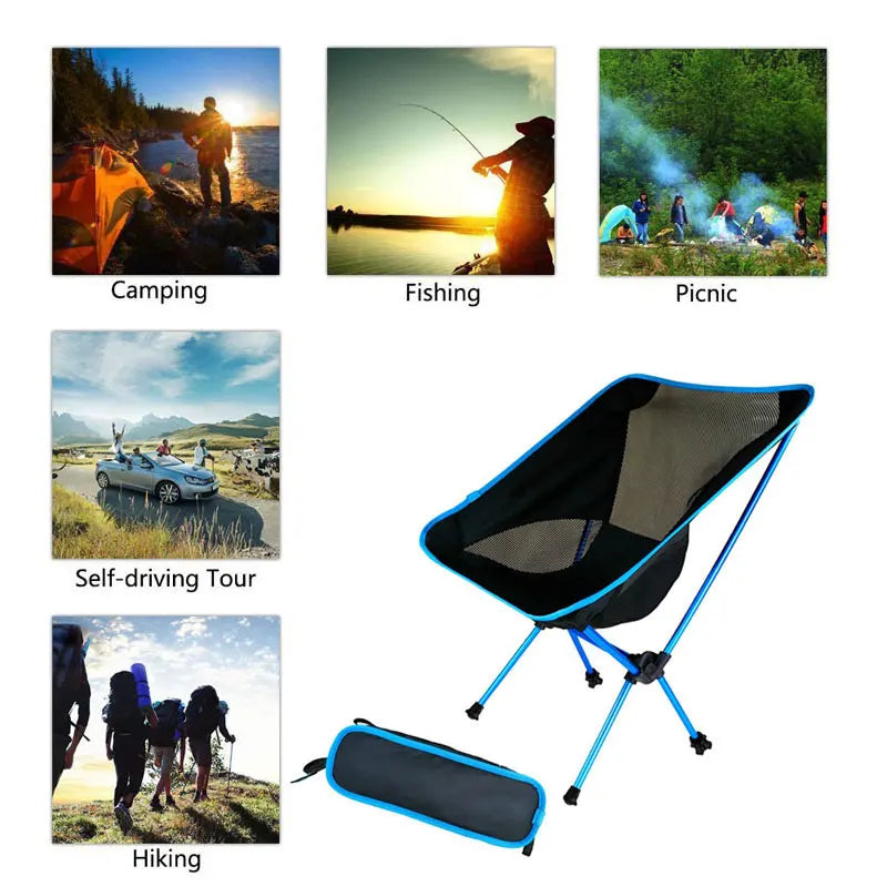 Travel Ultralight Folding Chair Superhard High Load Outdoor Camping Chair Portable Beach Hiking Picnic Seat Fishing Tool