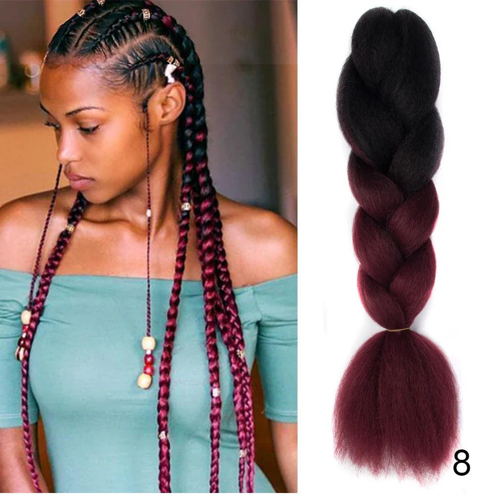 24Inch Synthetic Hair Extensions for Braids 100g/pc Jumbo Braiding Hair Kanekalon Colored Hair Pre Stretched Yaki Jumbo Braids