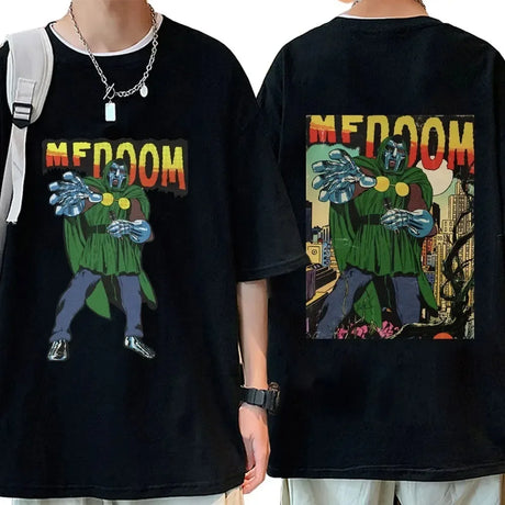 Singer Mf Doom Madlib Madvillain Double Sided Graphic Tshirt Tops Male Loose Hip Hop T Shirt Men Women Fleece Cotton T-shirts