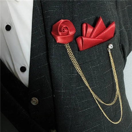 Men's Bow Tie Corsage Pocket Towel Sets British Korean Dress Suit Jewelry Luxury Rhinestones Men Wedding Accessories 3 Piece Set