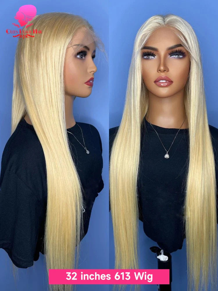 360 Full Lace Wig Human Hair Pre Plucked 613 Blonde Colored Lace Front Wigs Bone Straight Ponytail Human Hair Lace Frontal Wig