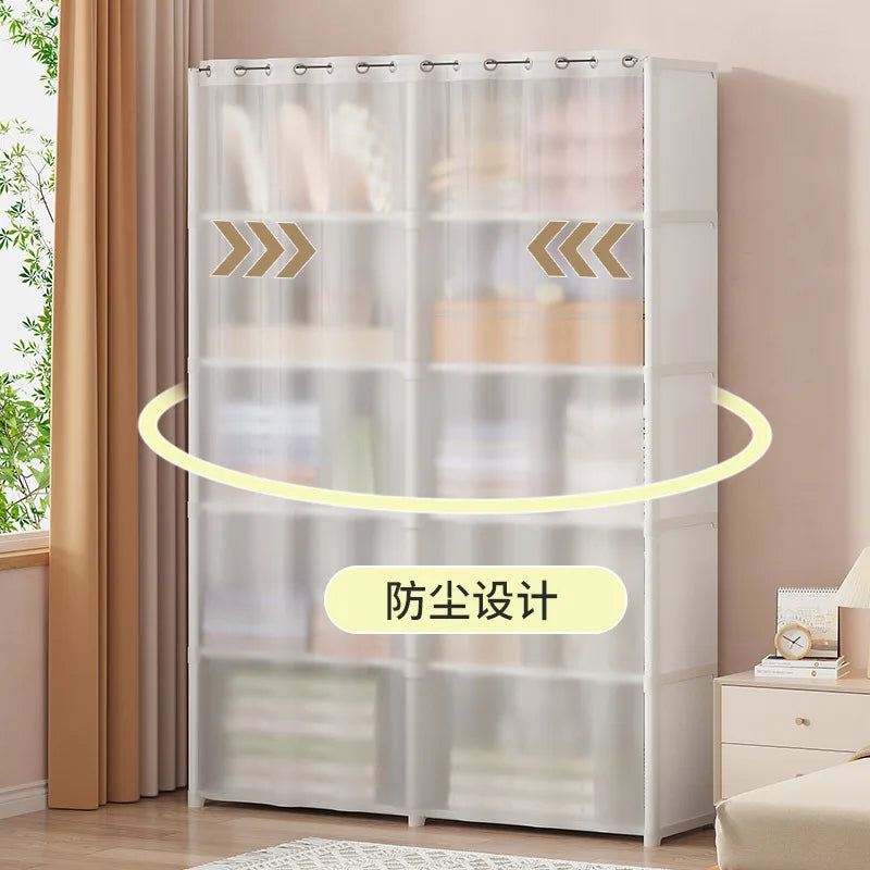 Multipurpose Dustproof Wardrobe for Household, Simple Assembly Storage Rack, Multi-Layer Cabinet for Rental Room