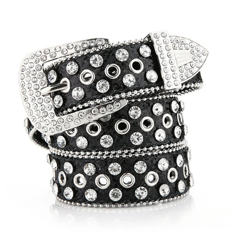 Y2K Gothic Subculture Punk Skeleton Diamond Belt Leather Rhinestone Skull Belts Decorative Waistband Personalized Dressing