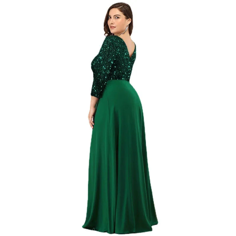 Plus Size Dresses for Women 2023 Elegant Sequin Chiffon Evening Party Dress Fashion Maxi Formal Wedding Luxury Cocktail Vestidos