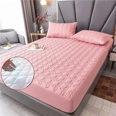 100% Waterproof Thicken Mattress Protector Cover Non-slip Fitted Bed Sheet Pad  Bed Cover Single Double Bed Queen King Size 1Pc