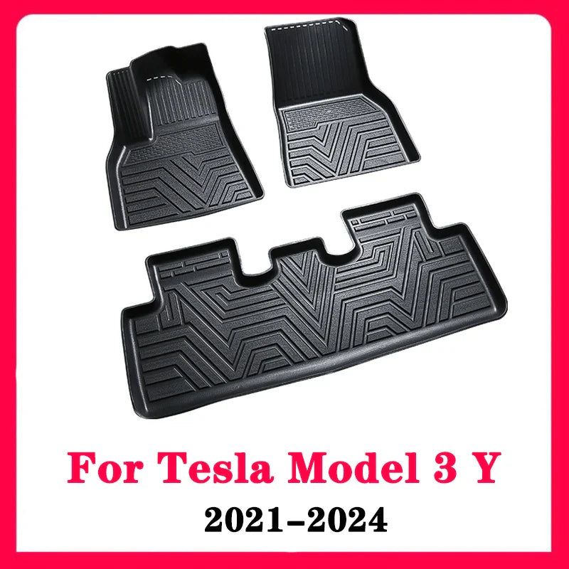 Tesla Model 3/Y Car Waterproof Non-slip Floor Mat For TPE Modified Car Accessories Fully Surrounded Special Foot Pad 2021-2024