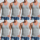 8 Pcs Cotton Mens Sleeveless Tank Top Solid Muscle Vest Men Undershirts O-neck Gymclothing Tees Tops Body Hombre Men Clothing