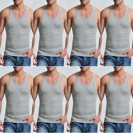 8 Pcs Cotton Mens Sleeveless Tank Top Solid Muscle Vest Men Undershirts O-neck Gymclothing Tees Tops Body Hombre Men Clothing