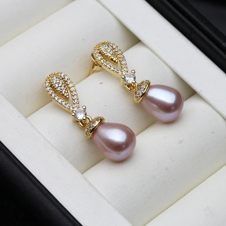 2024 New Dangling Natural Pearl Earrings For Women,Cute Boho Freshwater Pearl Earring Wedding Engagement Gift White Black